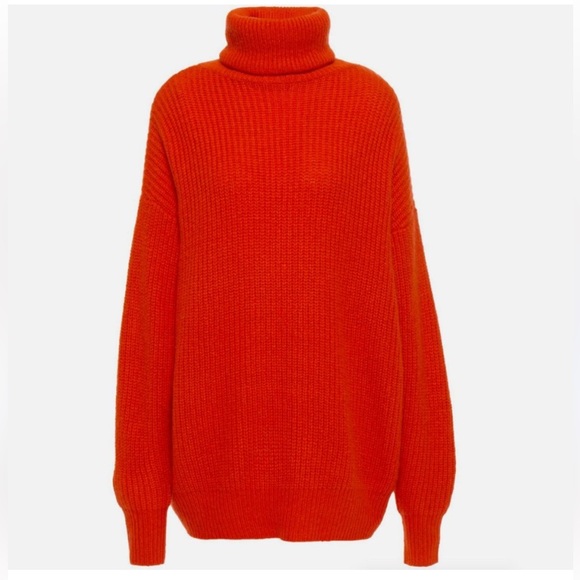 Autumn Cashmere Sweaters - Autumn Cashmere Koi Orange 100% Cashmere Oversized Turtleneck Sweater XS